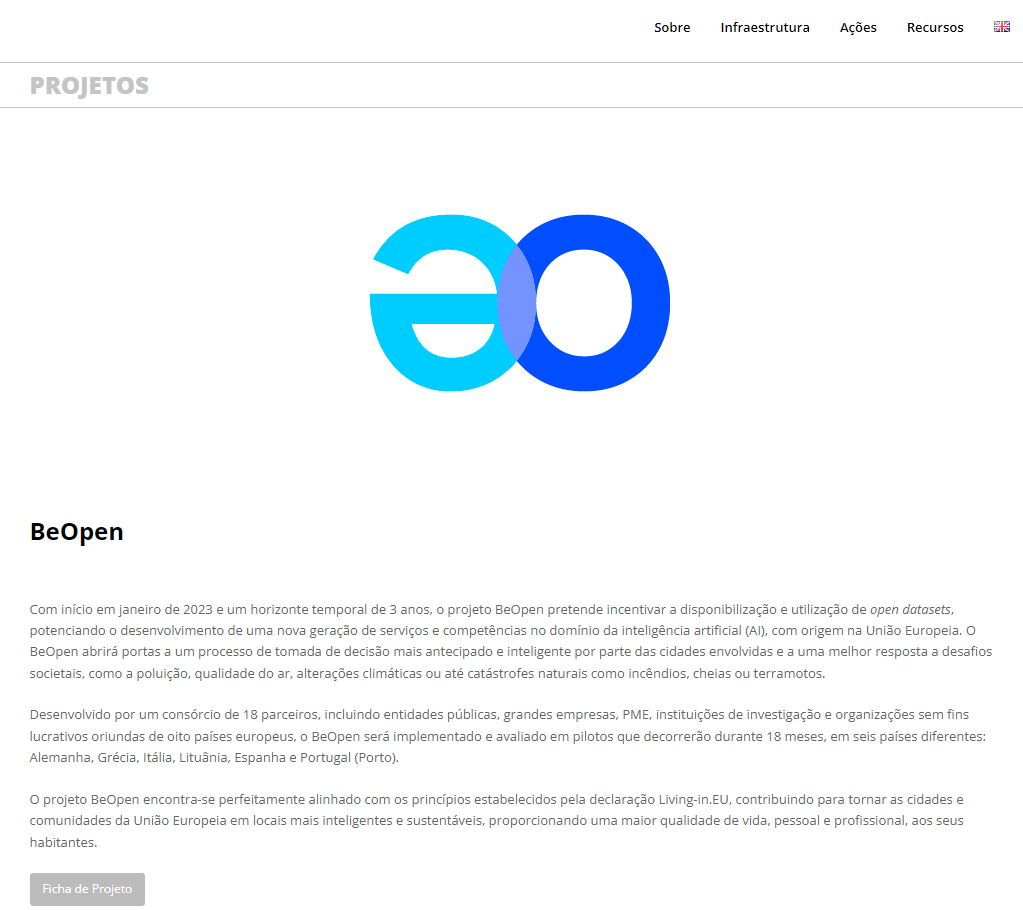 Screenshot of PortoDigital Project page